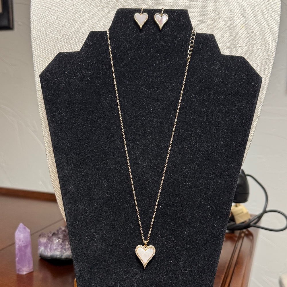 Love Struck Mother of Pearl Necklace and Earring Set